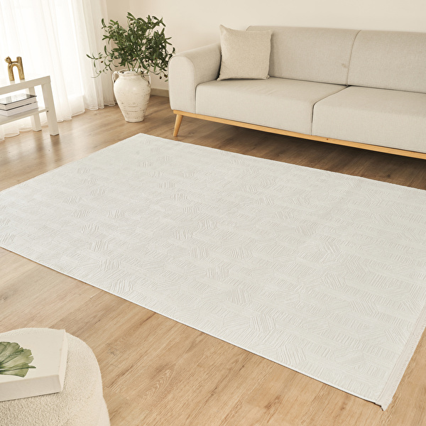 Kaşmir Halı 7/24 Sahara Softline Aura White 80x300 cm görseli 1
