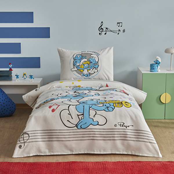 Karaca Home Smurfs by Musicial Time Tek Kişilik Pike Takımı
