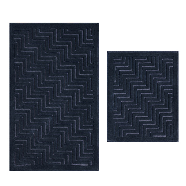 Kaşmir Home Corner 2li Pamuk Banyo Paspası Antrasit 60x100 cm-50x60 cm görseli 1