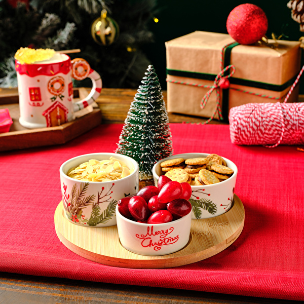 Karaca New Year Yılbaşı Bamboo Snack Kokina 3'lü Çerezlik | Karaca