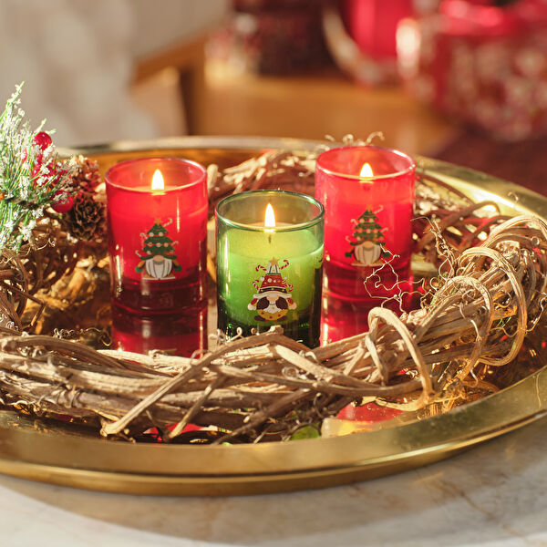 Karaca Home New Year Yılbaşı Gnome Village 3'lü Kokulu Mum Seti görseli 1