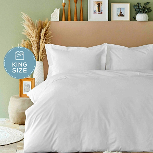 Karaca Home Back to Basic %100 Pamuk King Size Nevresim Takımı Beyaz görseli 1