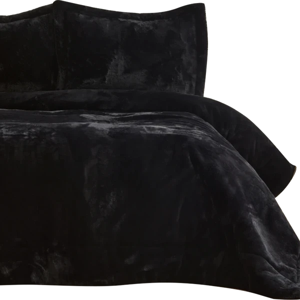 Karaca Home Fluffy Çift Kişilik Kürk Yatak Örtüsü Siyah