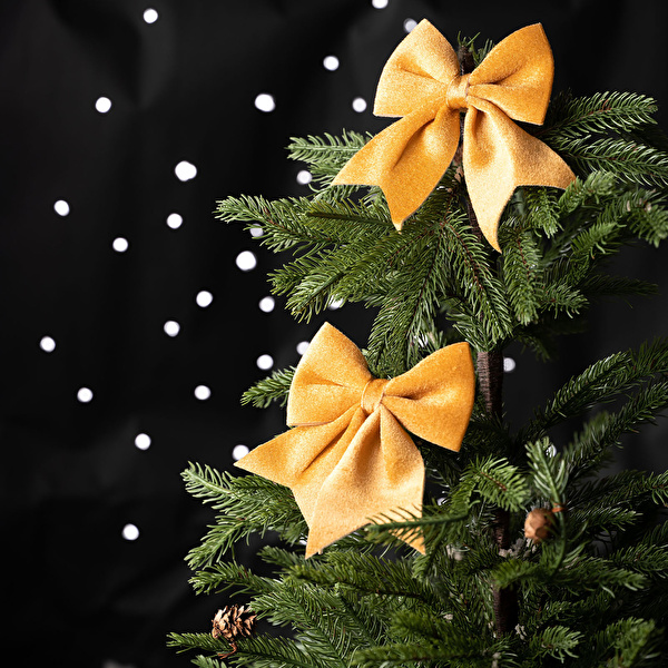 New Year Yılbaşı Ribbon Gold Ağaç Kurdelesi 12x13 cm - Karaca 2 Al 1 Öde