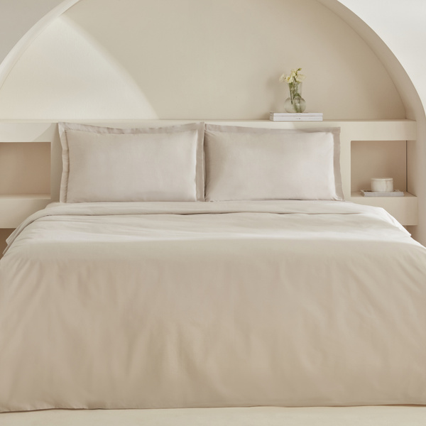 Karaca Home Lavin %100 Pamuk Çift Kişilik Nevresim Takımı Bej görseli 1