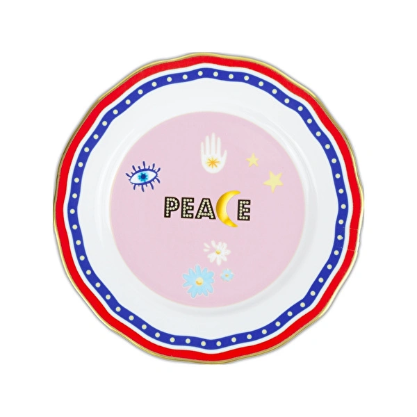Baci Milano Mamma Mia Peace Yazılı Pasta Tabağı 22 cm