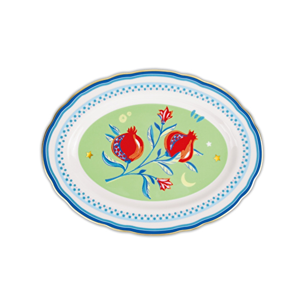 Baci Milano Mamma Mia Nar Desenli Oval Servis Tabağı 34 cm x 25 cm