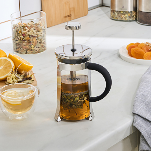 Karaca Coffee Bean Borosilikat Cam French Press Metalik 350 Ml görseli 1