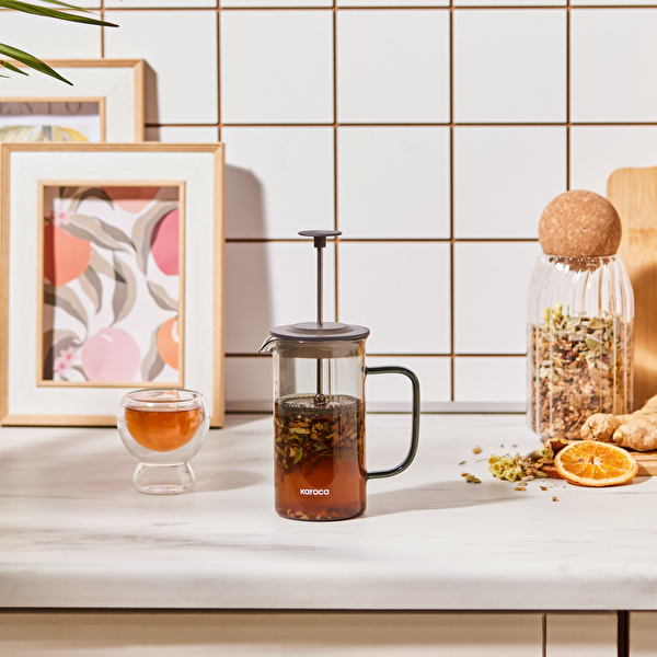 Karaca Valentina Borosilikat Cam French Press 350 ml Grey görseli 1