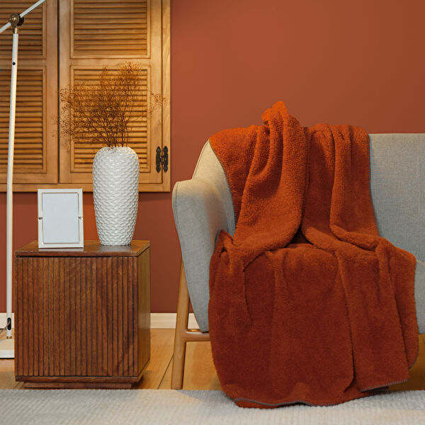 Karaca Home Faye Terracota Throw Battaniye 115x160 cm  görseli 1