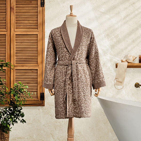 Karaca Home Leopar Kahve %100 Pamuk Bornoz S/M  görseli 1