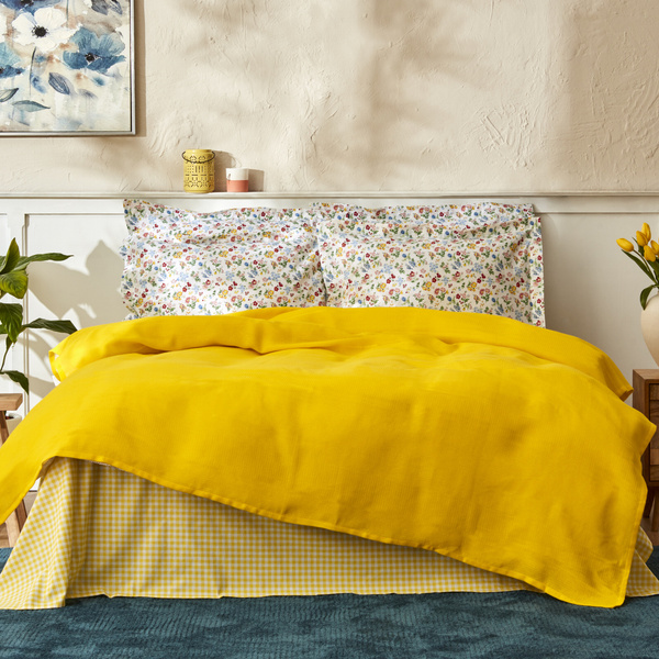 Karaca Home Noya %100 Pamuk Çift Kişilik Pike Takımı Sarı görseli 1