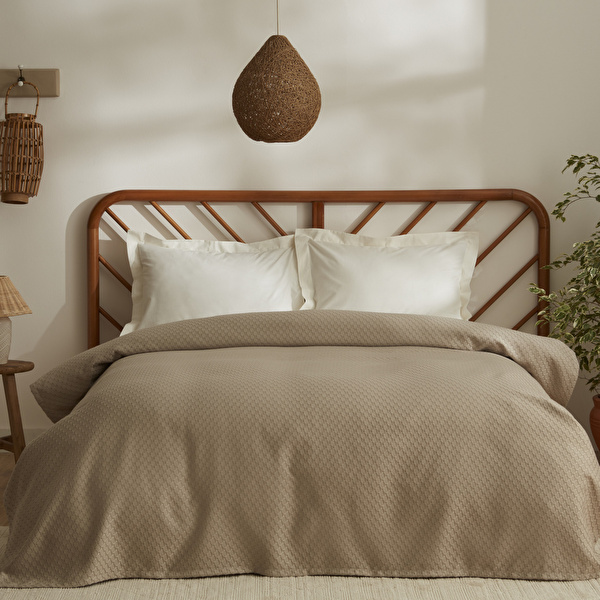 Karaca Home Doğasever Lorena Bambu Çift Kişilik Jakar Pike 200x230 cm Bej görseli 1