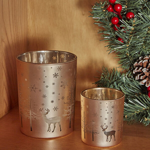Karaca Home New Year Yılbaşı Helena Gold Cam Mumluk 7x7,8 Cm görseli 1