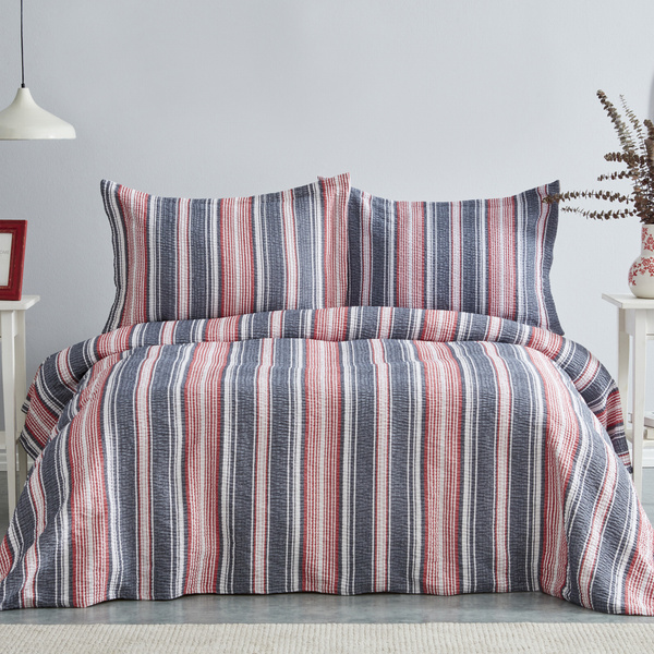 Karaca Home Denim Farley Tek Kişilik Yatak Örtüsü Seti Kırmızı görseli 1