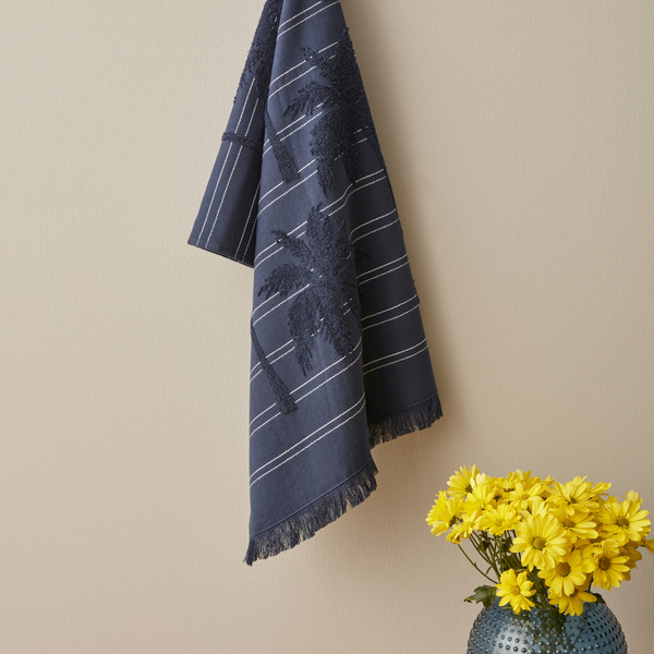 Karaca Home Denim Palm %100 Pamuk Yüz Havlusu 50x90 cm Lacivert  görseli 1