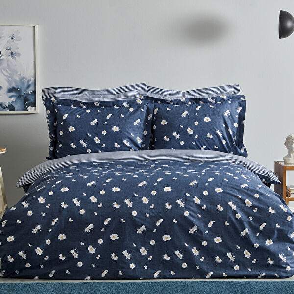 Karaca Home Daisy  %100 Pamuk Tek Kişilik Nevresim Takımı İndigo (PP) görseli 1