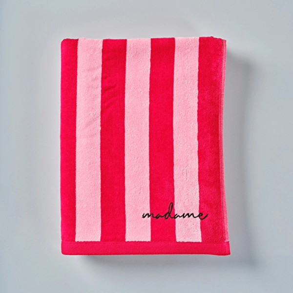 Karaca Home x 2Wins Je t'aime Kırmızı-Pembe Beden Havlusu 85x150 cm görseli 1