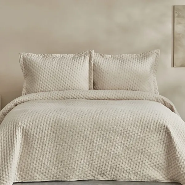 Karaca Home Breeze Soft Çift Kişilik Yatak Örtüsü Takımı Ekru görseli 1