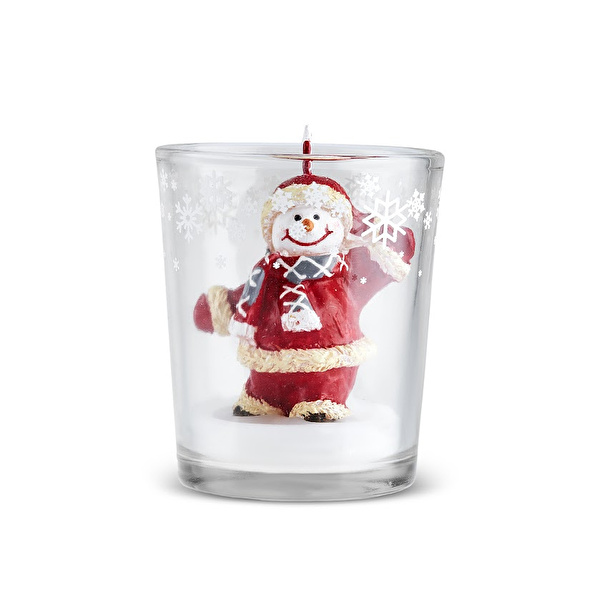 Karaca New Year Yılbaşı Snowman Bardak Mum 5.5x5.5x6.5 cm - Karaca 2 Al 1 Öde