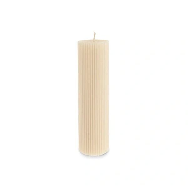 Karaca Home Striped Tırtıklı Sütun Mum 20 cm Bej görseli 1