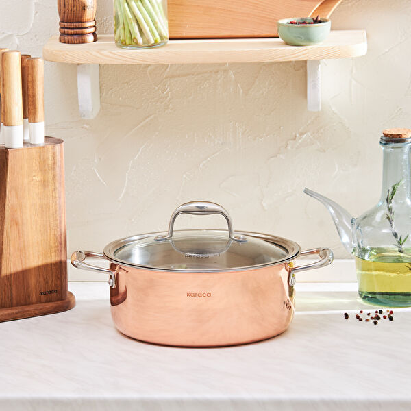 Karaca Powersteel 3Ply 316+ İndüksiyon Tabanlı Çelik Tencere 24 Cm Copper görseli 1