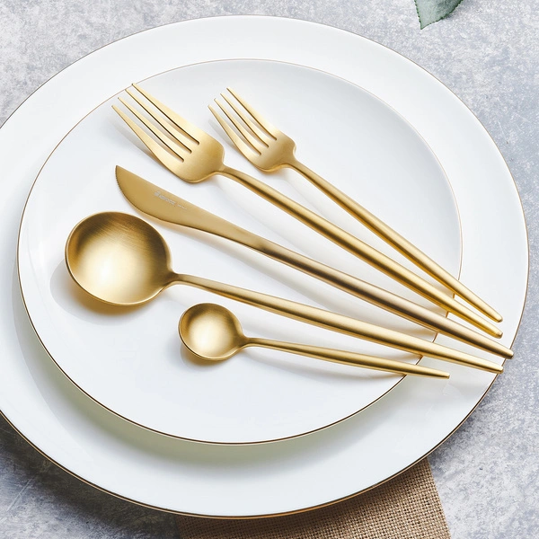 Karaca Jupiter 60 Parça 12 Kişilik Çatal Kaşık Bıçak Takımı Matte Gold  görseli 1