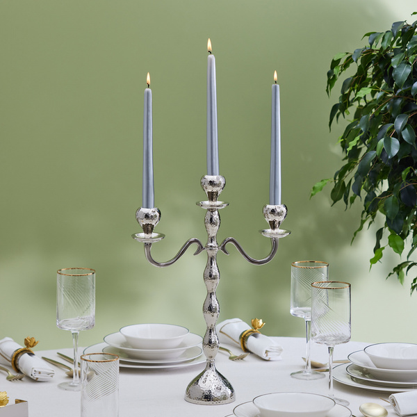Karaca Home Arlen 3'lü Şamdan Silver 38x29 cm görseli 1