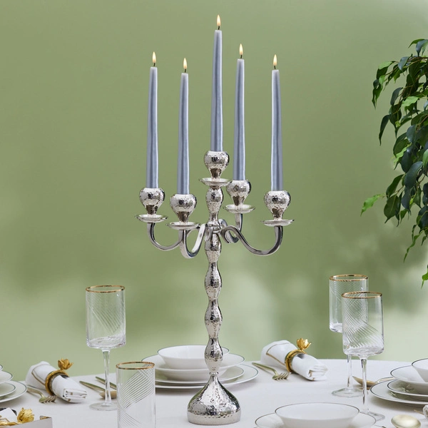 Karaca Home Arlen 5'li Şamdan Silver 42x29 cm görseli 1