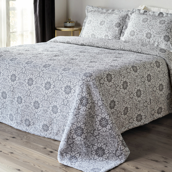 Karaca Home Oriental Çift Kişilik Yatak Örtüsü Set Antrasit görseli 1