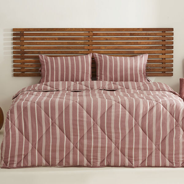 Sarah Anderson Barlet Tek Kişilik Comfort Set/Uyku Seti Çizgili Bordo  görseli 1