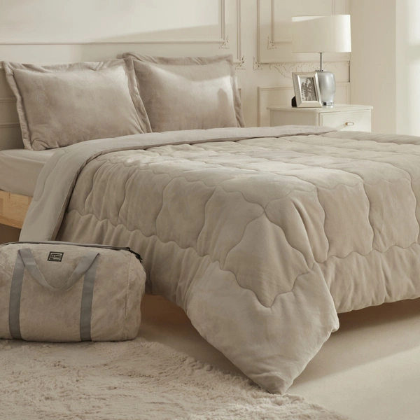 Karaca Home Flufy Çift Kişilik Soft Dream Comfort Set/Uyku Seti Bej görseli 1
