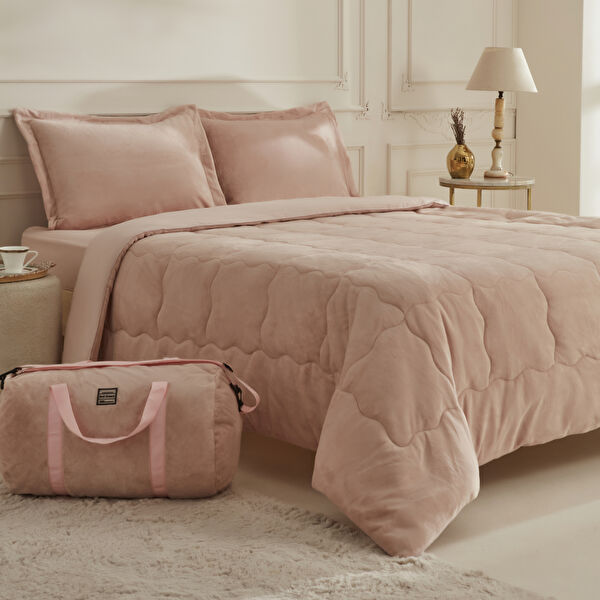 Karaca Home Flufy Çift Kişilik Soft Dream Comfort Set/Uyku Seti Pudra görseli 1