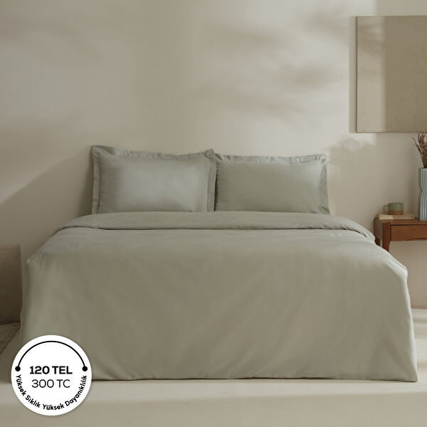Karaca Home Jemma 120 Tel %100 Pamuk Saten Çift Kişilik Nevresim Takımı Yeşil görseli 1