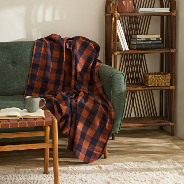 Karaca Home Flanel Throw Tv Battaniyesi Turuncu görseli 1