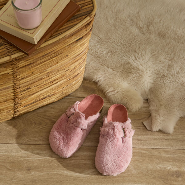 Karaca Home Furry Tokalı Kadın Ev Terliği 37 Numara Pembe görseli 1