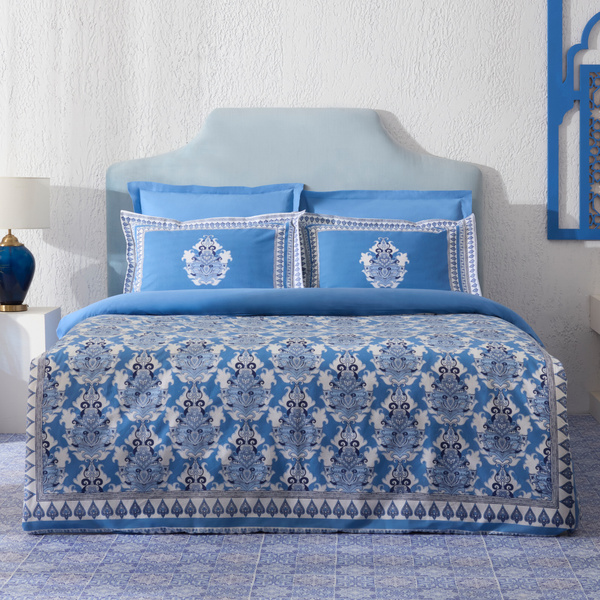 Karaca Home Casandra %100 Pamuk Çift Kişilik Nevresim Takımı Mavi görseli 1