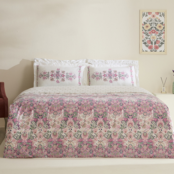 Karaca Home Arney %100 Pamuk Çift Kişilik Nevresim Takımı Pembe görseli 1
