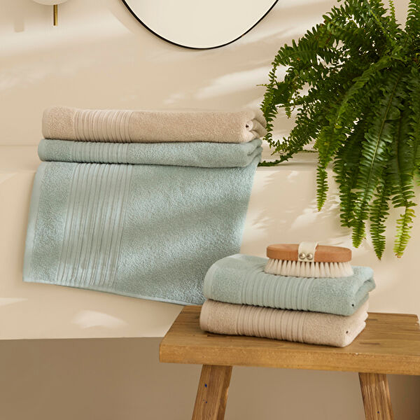 Karaca Home Line Soft %100 Pamuk 4 Parça Hamam Seti Bej-Pudra  görseli 1