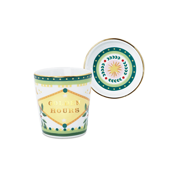 Baci Milano Mamma Mia Golden Hours Tabaklı/Kapaklı Espresso Fincan görseli 1