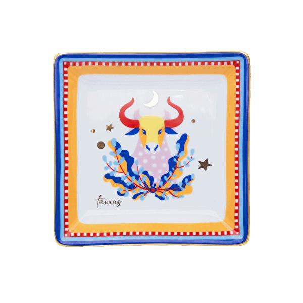 Baci Milano Zodiac Vibe Boğa Burcu Kare Tabak 15 cm x 15 cm görseli 1