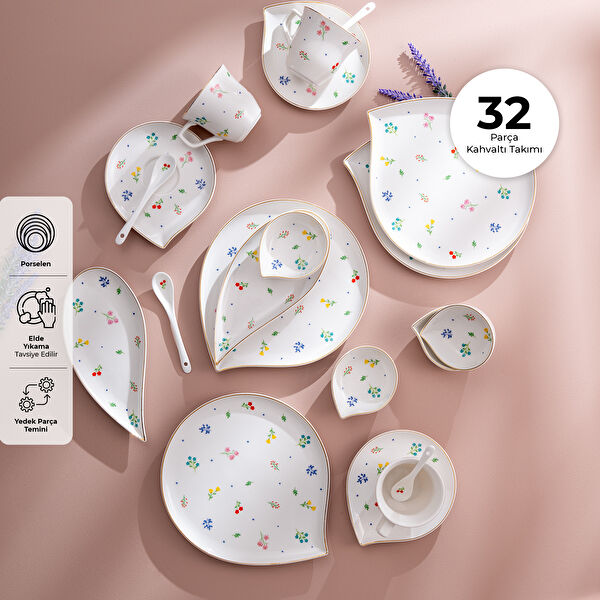 Emsan Daisy Porselen 32 Parça 6 Kişilik Kahvaltı Takımı