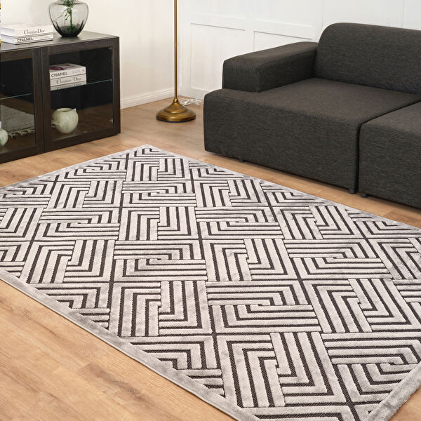 Kaşmir Halı 7/24 İskandinav Olav Gri 160x230 cm görseli 1