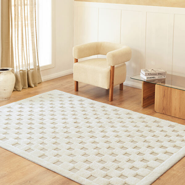 Kaşmir Halı Süpersoft Joy White 80x300 cm görseli 1