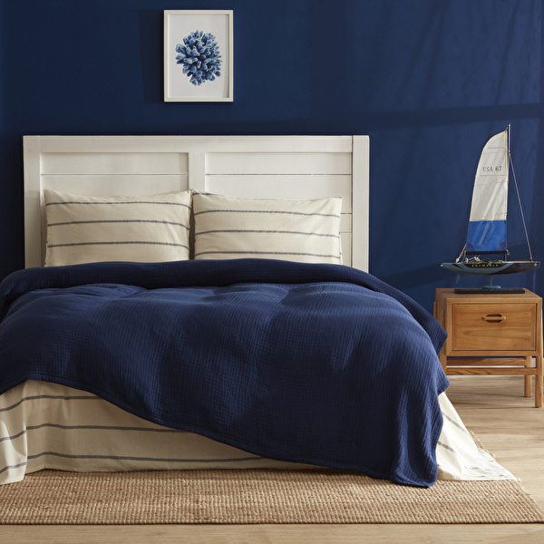 Nautica Home Darrel Tek Kişilik Pike Takımı Lacivert görseli 1