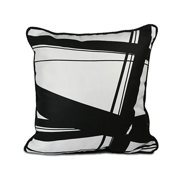 Baci Milano Optical Kadife Yastık 45 cm x 45 cm Siyah-Beyaz görseli 1
