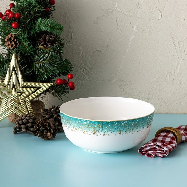 İstanbul Porselen Starlight Fine Bone New Year Yılbaşı Salata Kasesi 21 cm görseli 1