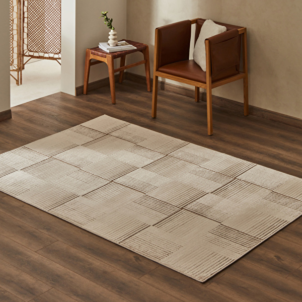Kaşmir Halı 7/24 İskandinav Elin Bej 160x230 cm görseli 1
