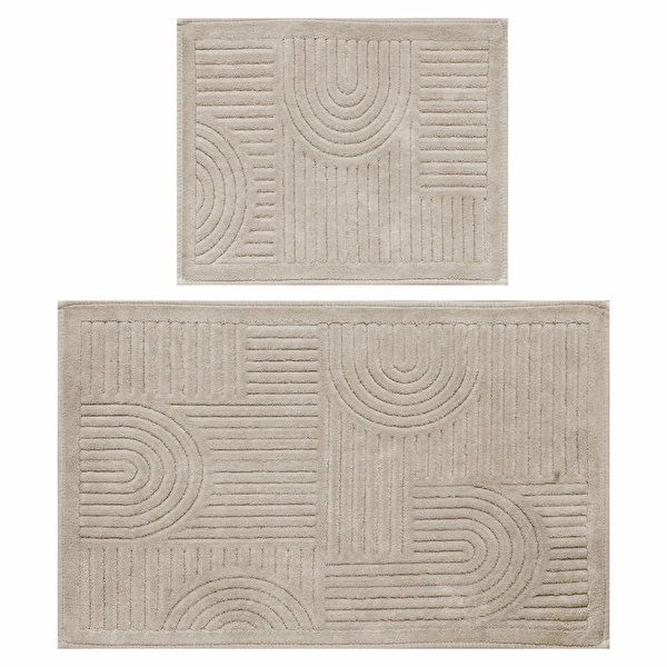 Kaşmir Home Thor Bej 2'li Pamuk Banyo Paspası 60x100-50x60 cm görseli 1