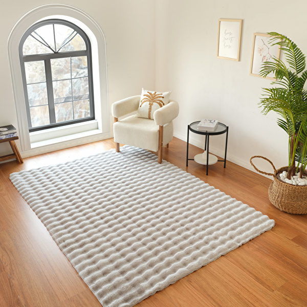 Kaşmir Halı 7/24 Cosy Premium Bubble Açık Gri 100x150 cm görseli 1